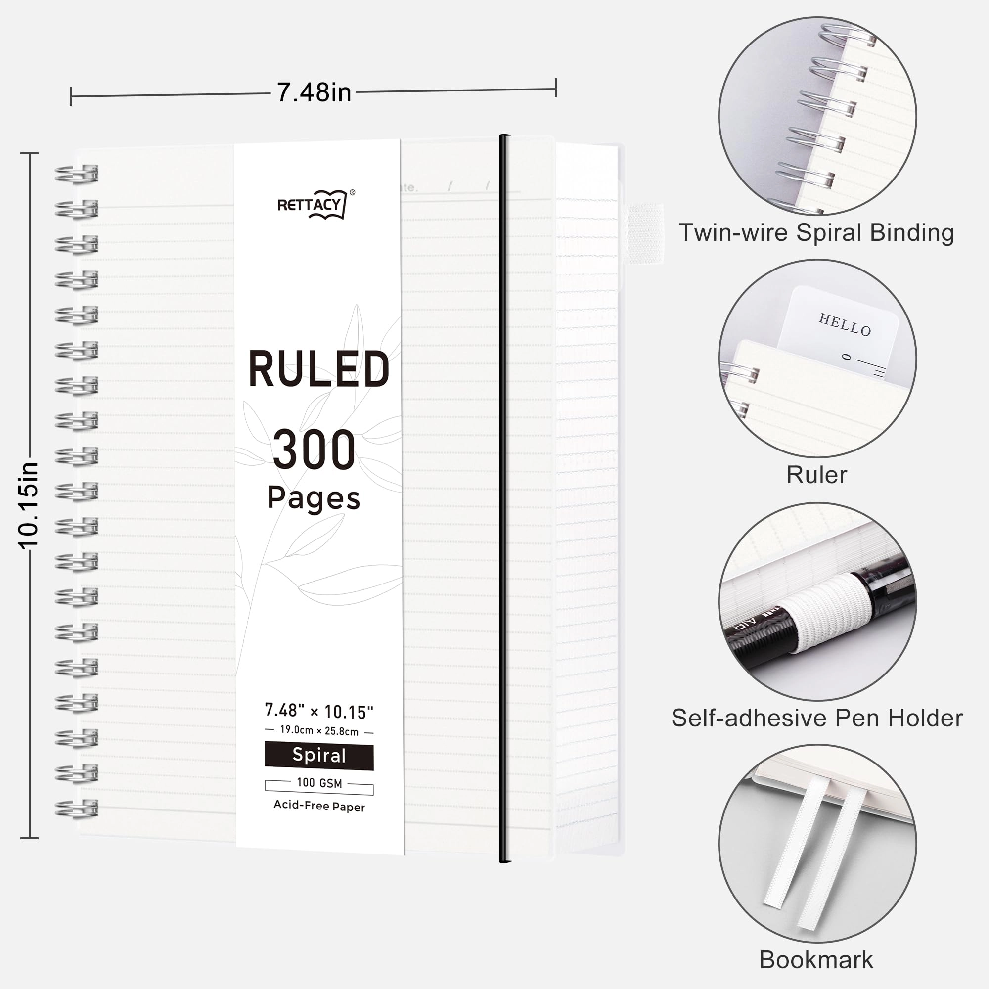 Wirebound Notebook B5 Spiral - Lined 300 Pages