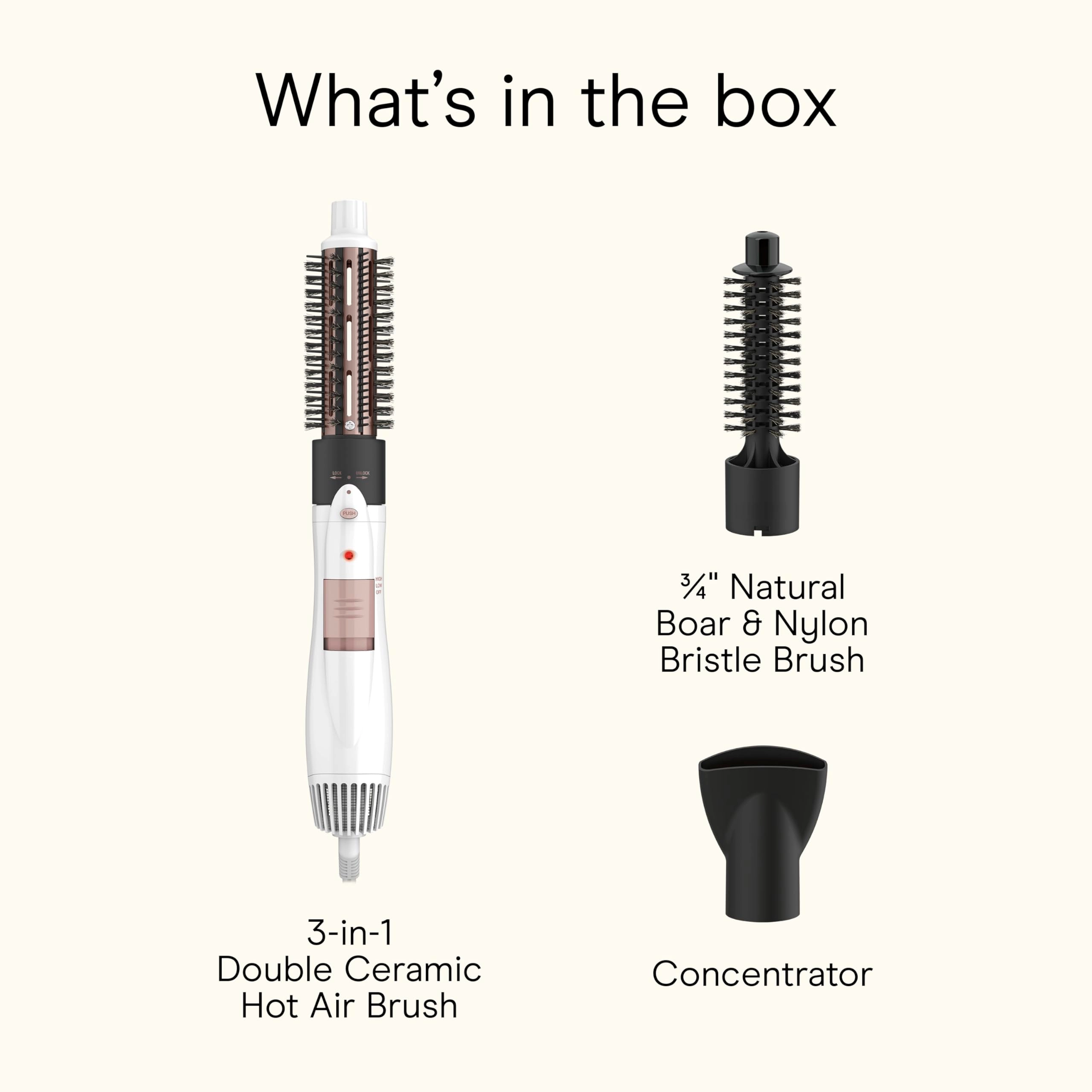 Double Ceramic 3-in-1 Hot Air Brush - 1000W White