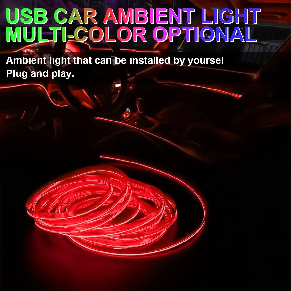 EL Wire Interior LED Strip Lights - 10FT