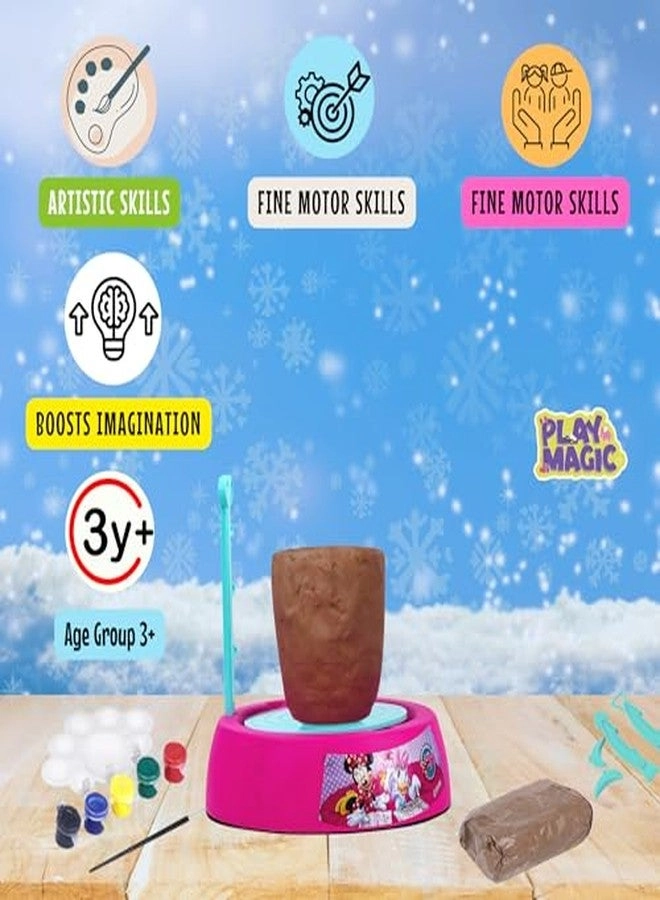 Pottery Wheel Minnie - Battery Operated + Painting Kit - Modeling Clay Sculpting Clay Tools