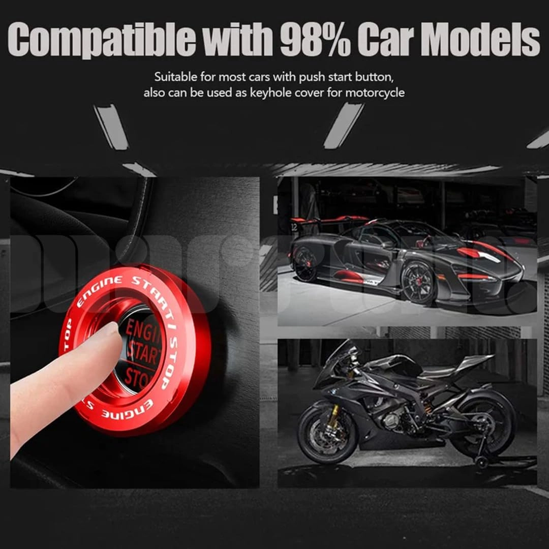 Push to Start Ignition Button Cover - Interior Red