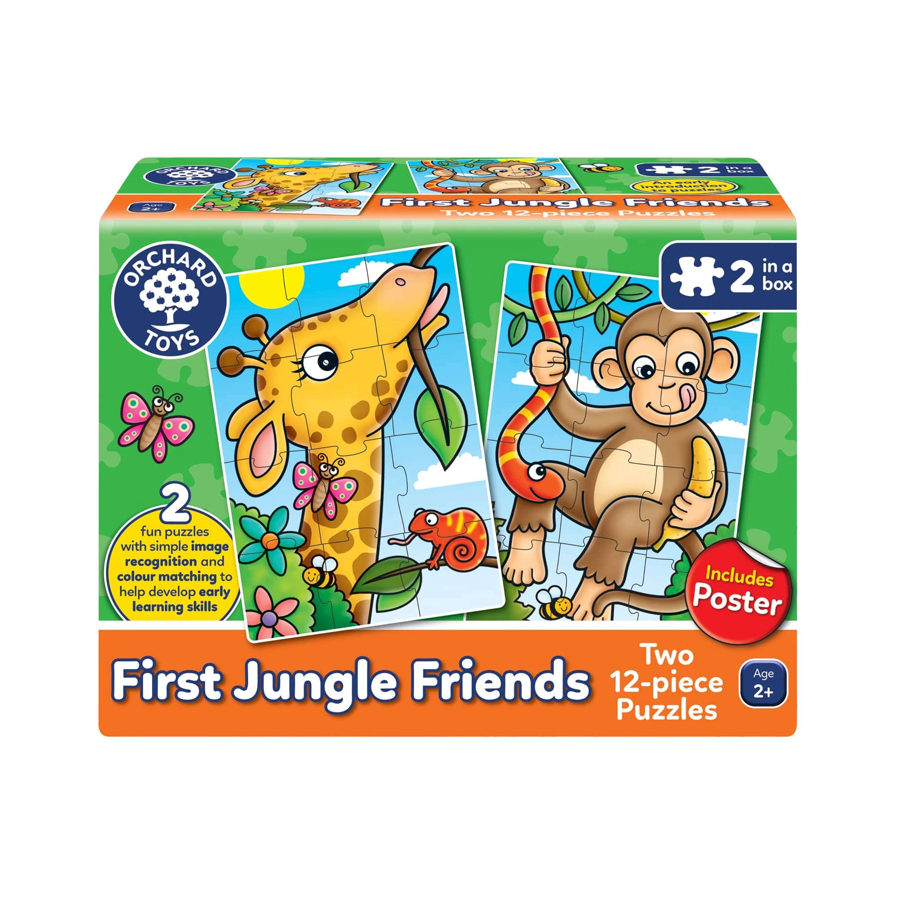 Orchard Toys First Jungle Friends Jigsaw Puzzles - Suitable for 2 years & above 24 pieces