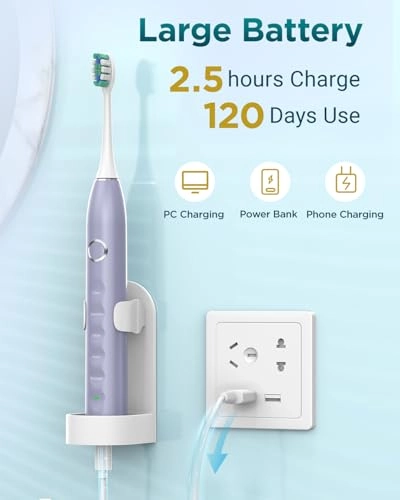 Sonic Electric Toothbrush - 8 Heads Travel Case Light Blue