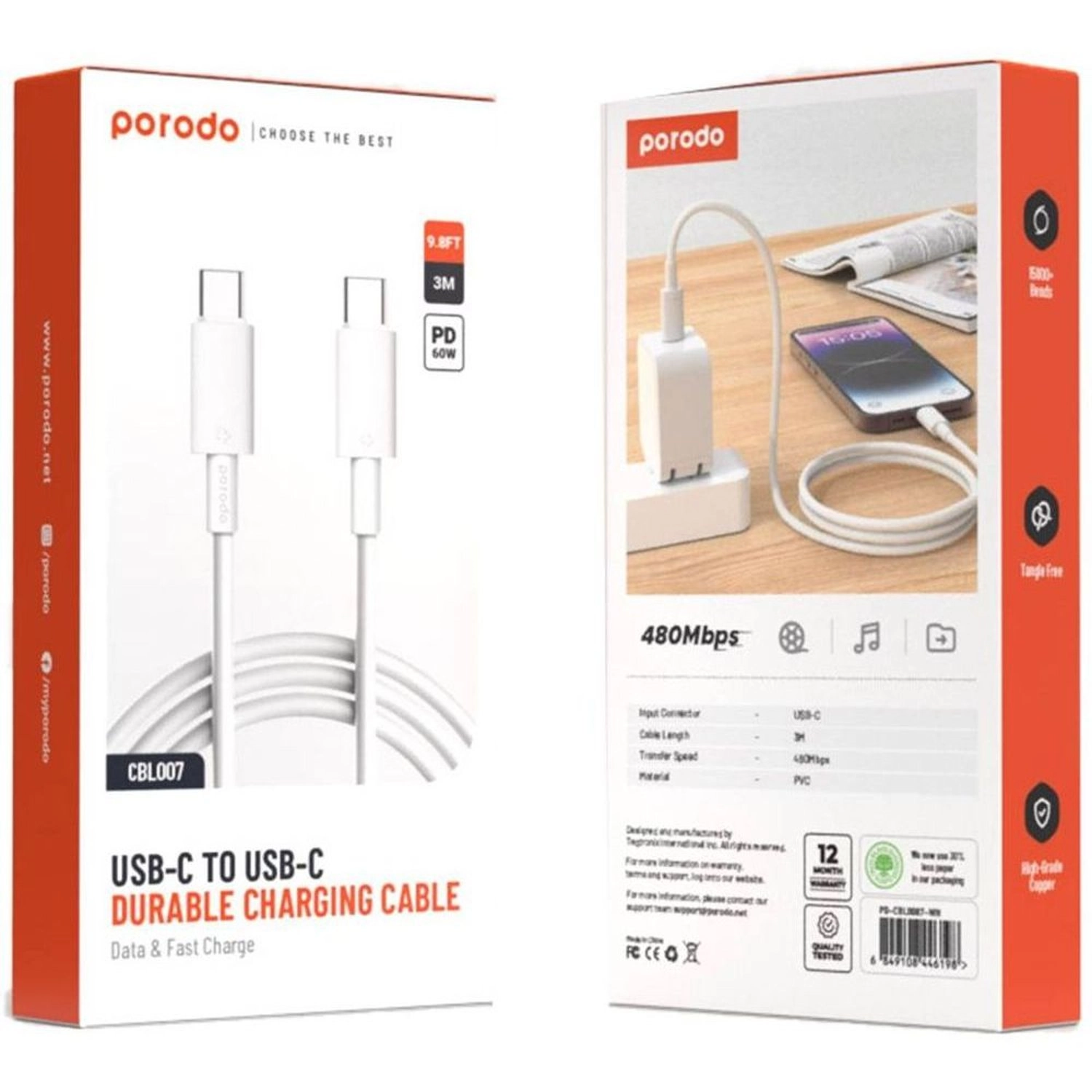 USB-C To USB-C Cable 60W USB-C to USB-C 3m