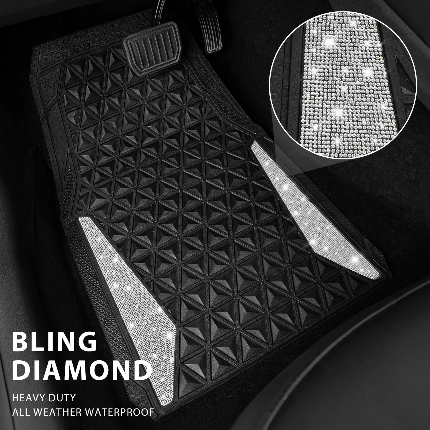 Bling Diamond Car Mats - 4.0 Count Universal Fit
