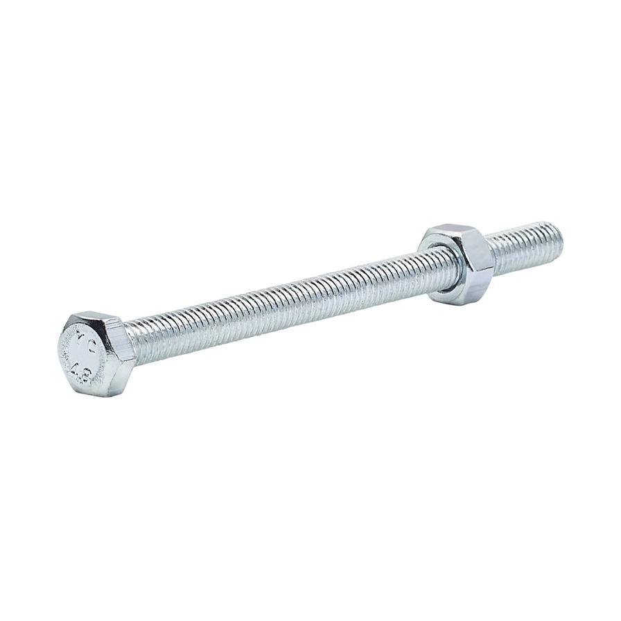 Zinc-Plated Carbon Steel Hex Bolt & Nut Pack 6mm 80mm