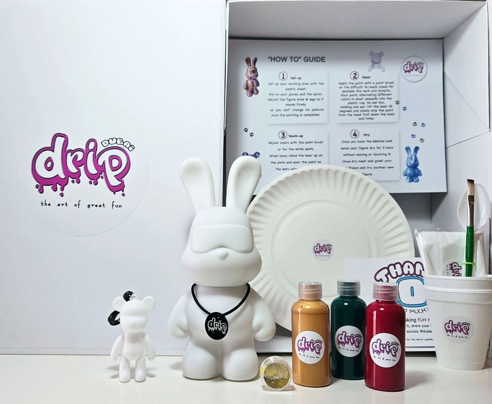 Cool Bunny Acrylic Flow Paint Kit - 9 inch / 23 cm Light-Blue Dark-Purple Orange