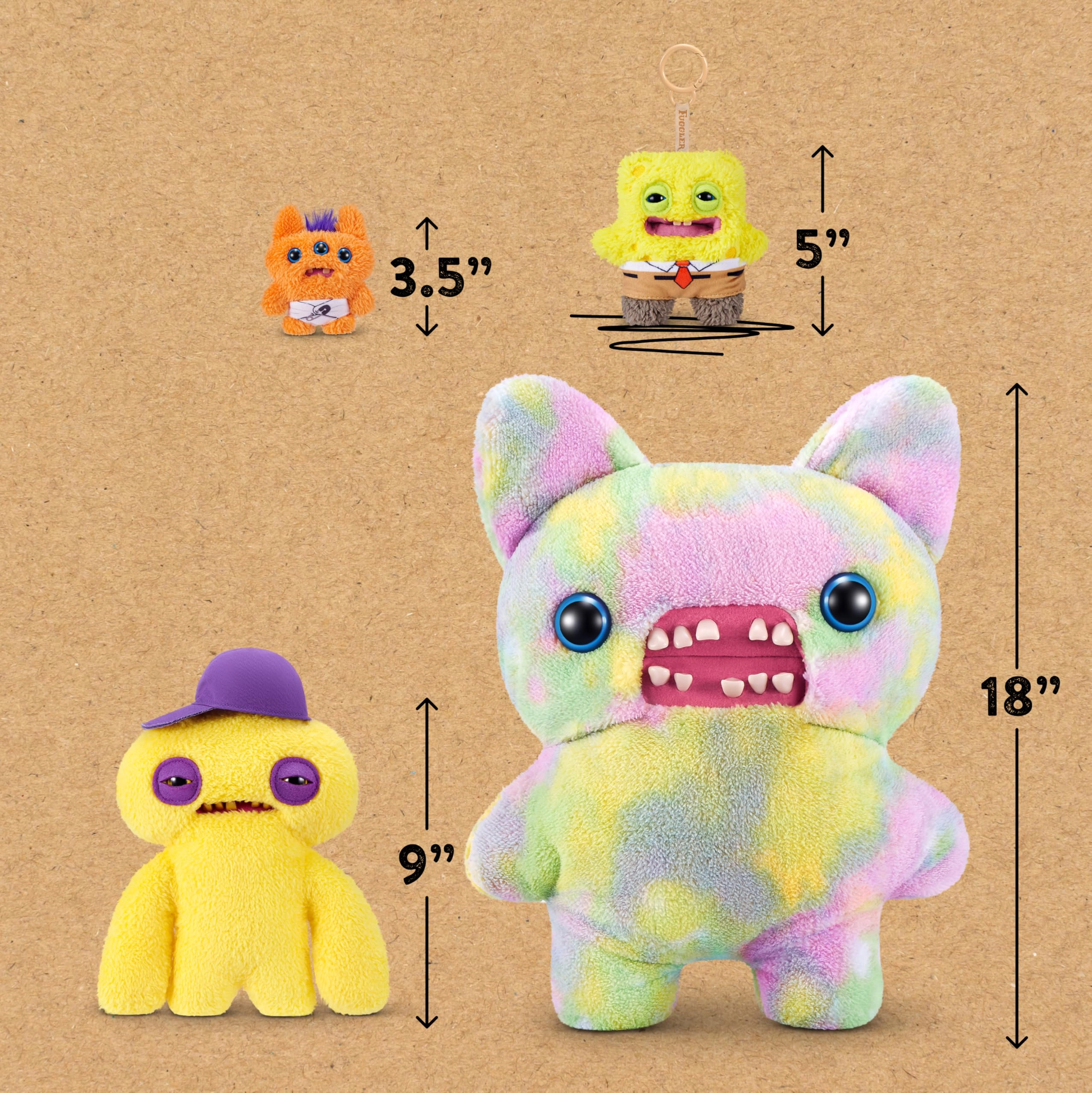 SpongeBob - 12 cm Plush Keyring Pack