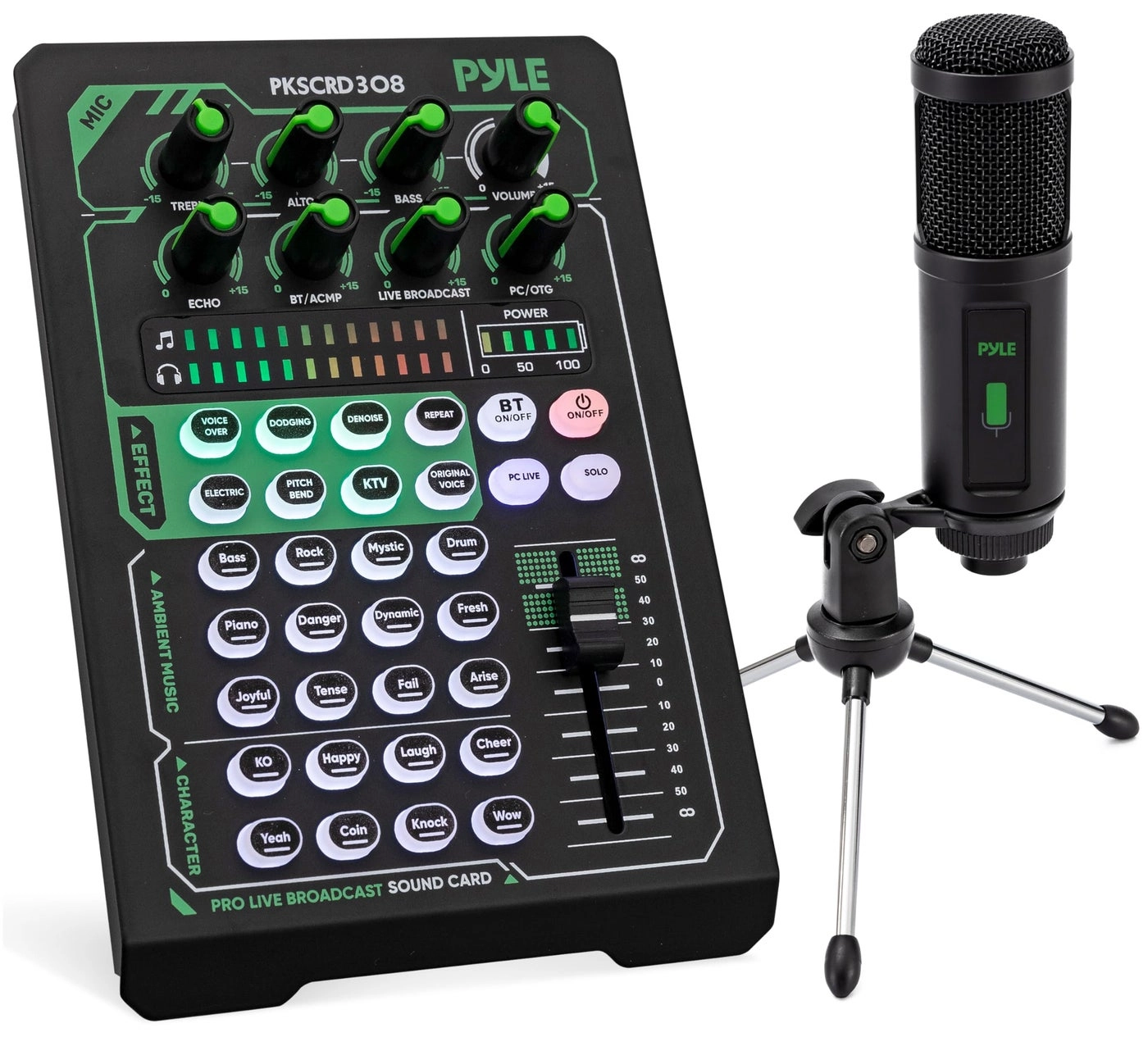 Sound Card - 2 channels + Condenser Microphone
