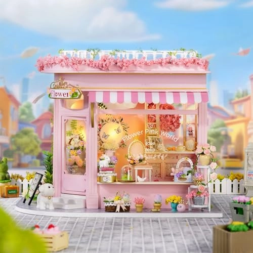 Colorful Flower Shop - Miniature House Kit Pink Wood
