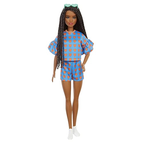 Barbie Fashionistas - Heart Print Matching Top & Short Twisted Hairstyle Ages 3+