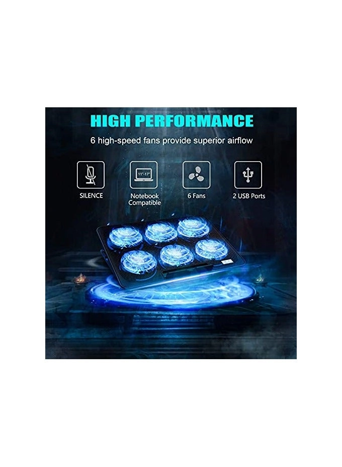 Gaming laptop cooling pad - 6 fans 12-21-inch