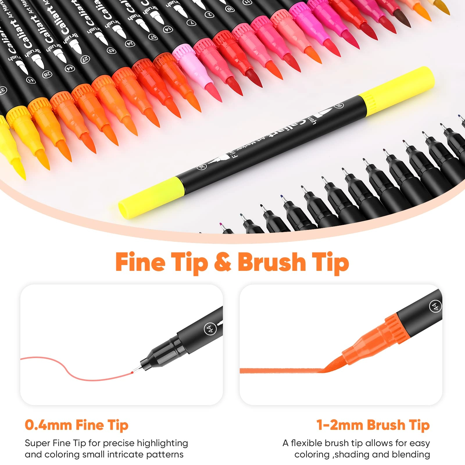 Double Tip Brush Pens - Multicolor Dual Tip