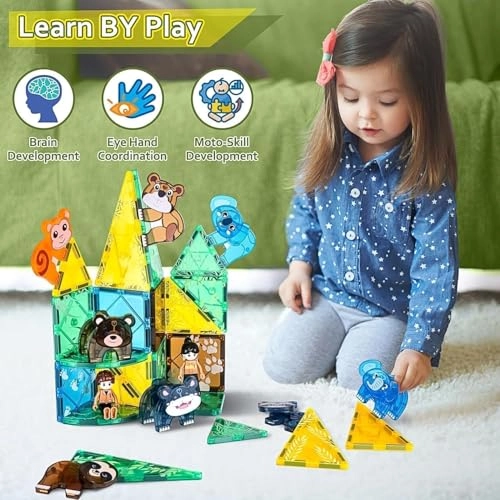 Safari Animals Magnetic tiles - 1 month and up 29 pieces