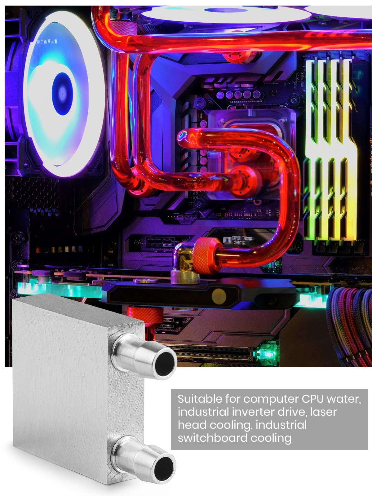 Aluminum Water Cooling Block - 40 * 40mm for CPU Pack