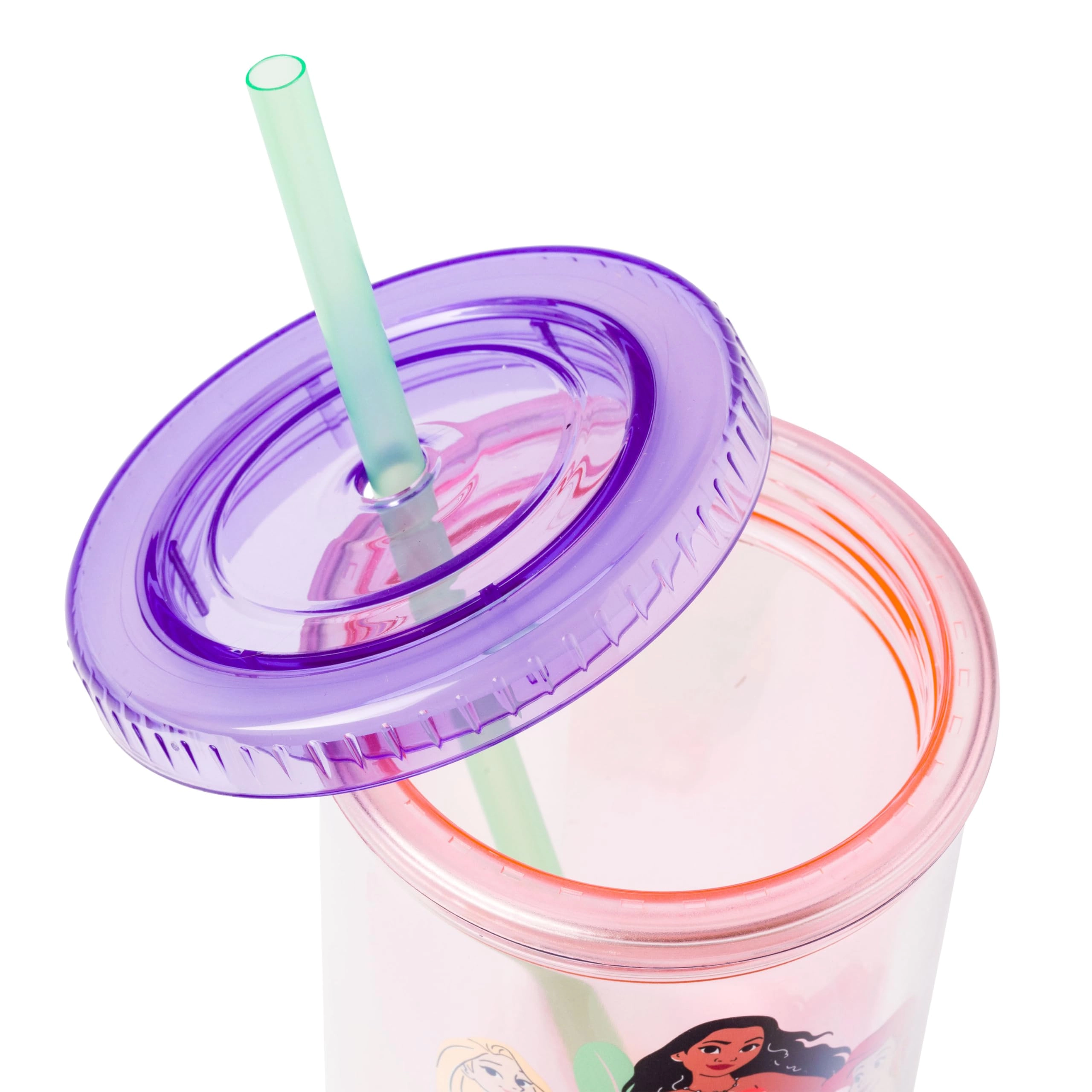 Disney Princess Reusable Cup - Floral Lid Straw