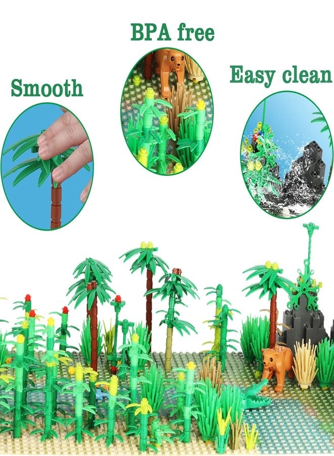 Jungle Trees Building Bricks - 2 Base Plates (10 x 10 inch) Rainforest Plants