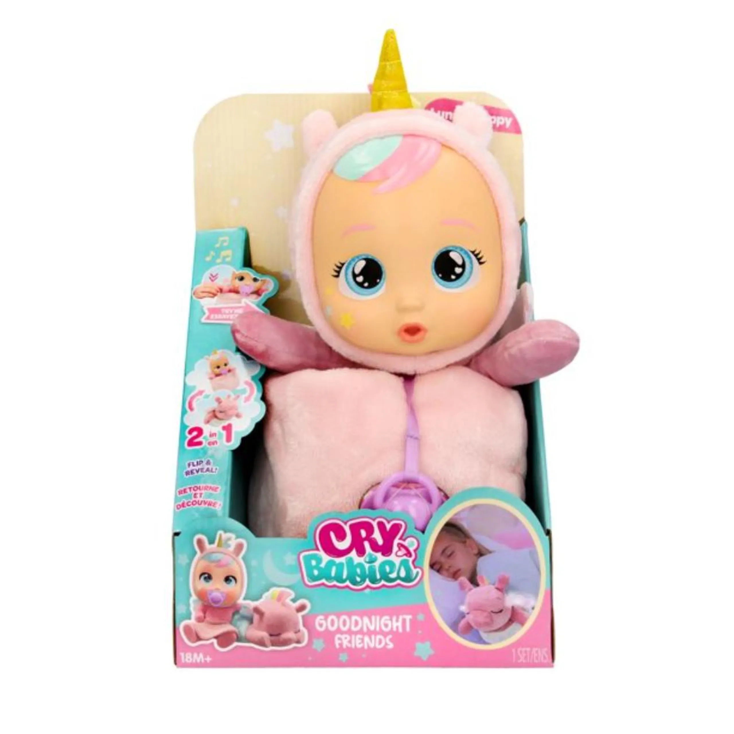 Luna And Poppy Baby Doll - Cry Babies Goodnight Friends 2-in-1 Unicorn-themed
