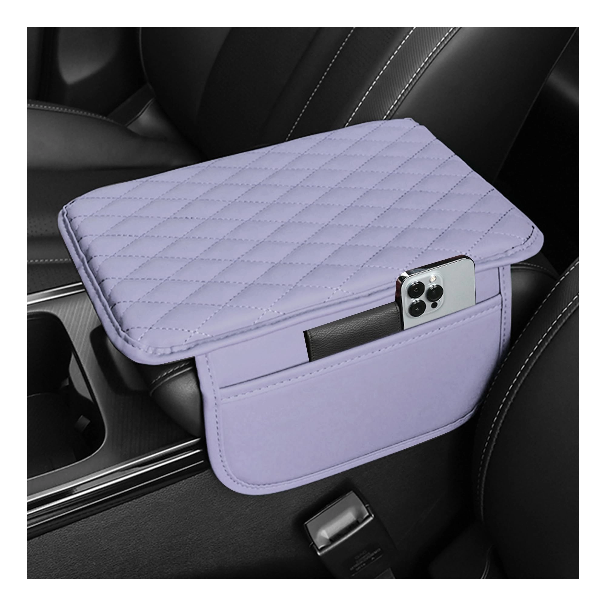 Stacool Car Center Console Cover - Purple Microfiber Leather