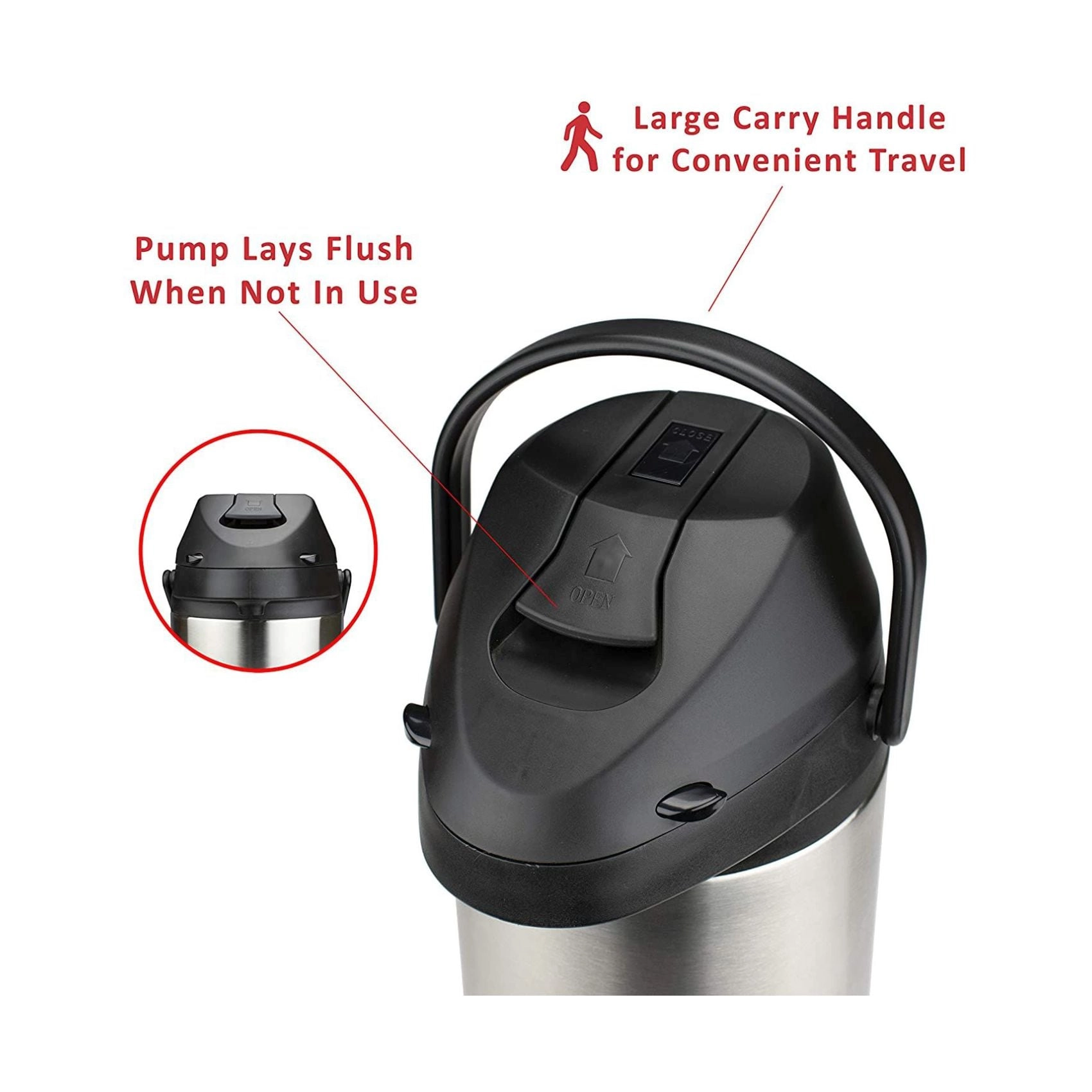 Airpot Stainless Steel Pump Vacuum Flask - 3.5L