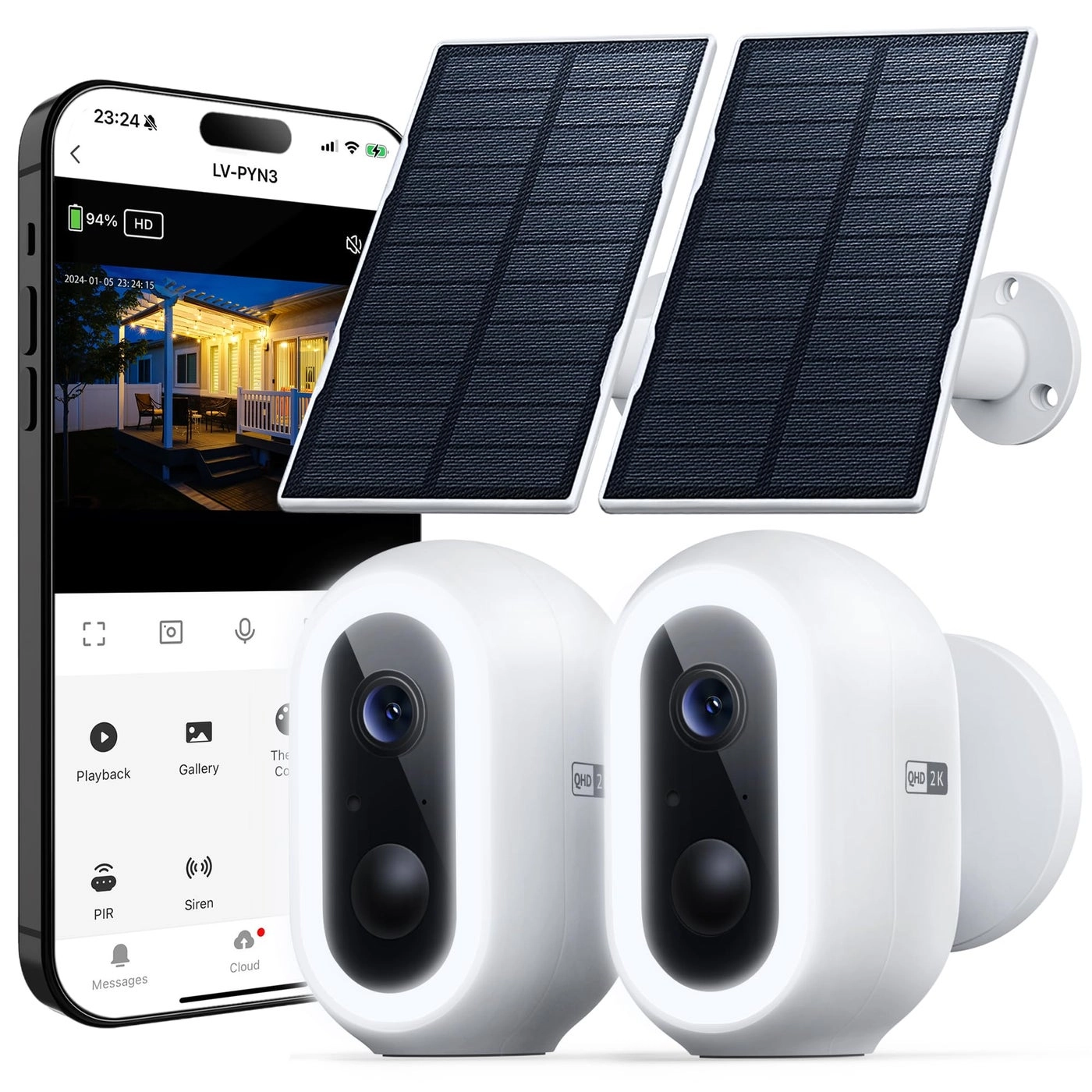 Solar Security Camera 2K Pack