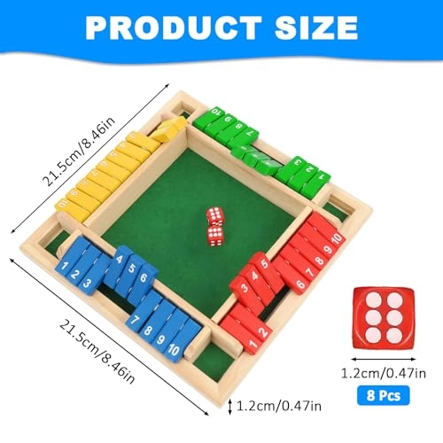 Shut The Box - 4 Player Wooden 4 Colours