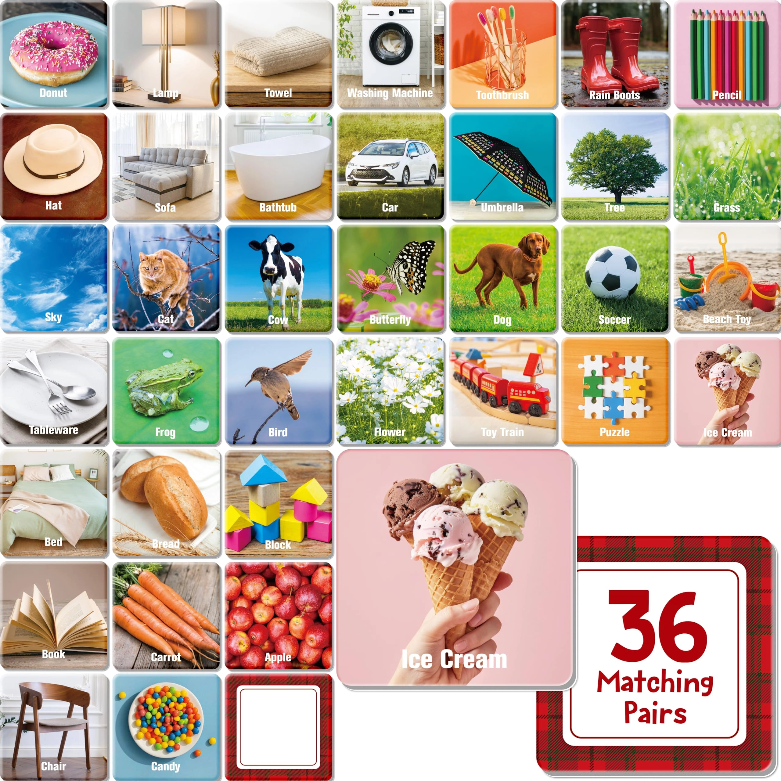 Hebayy Daily Items Matching Game - 3+ 72 pieces