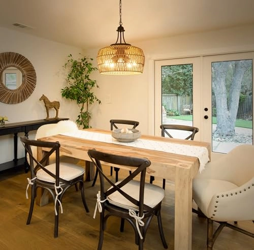 Rattan Chandelier - 19.7 to 80(MAX) inches