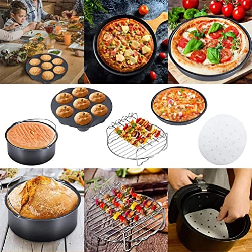 Pizza Pan + Cake Baking Pan + Multipurpose Skewers Rack + Metal Holder + Silicone Mat - Stainless steel 5 pieces