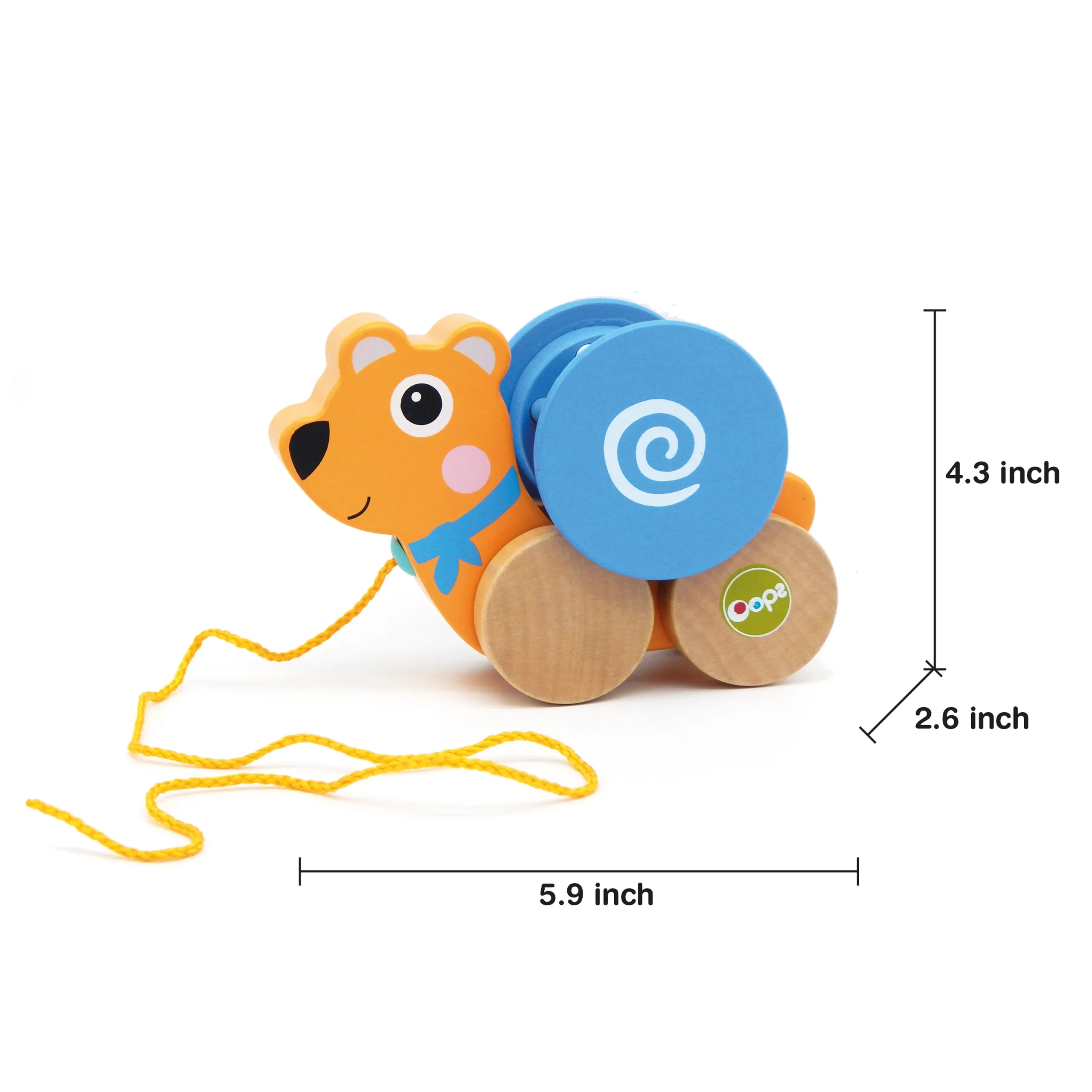 Pull & Fun - Bear 4 wooden rolling wheels