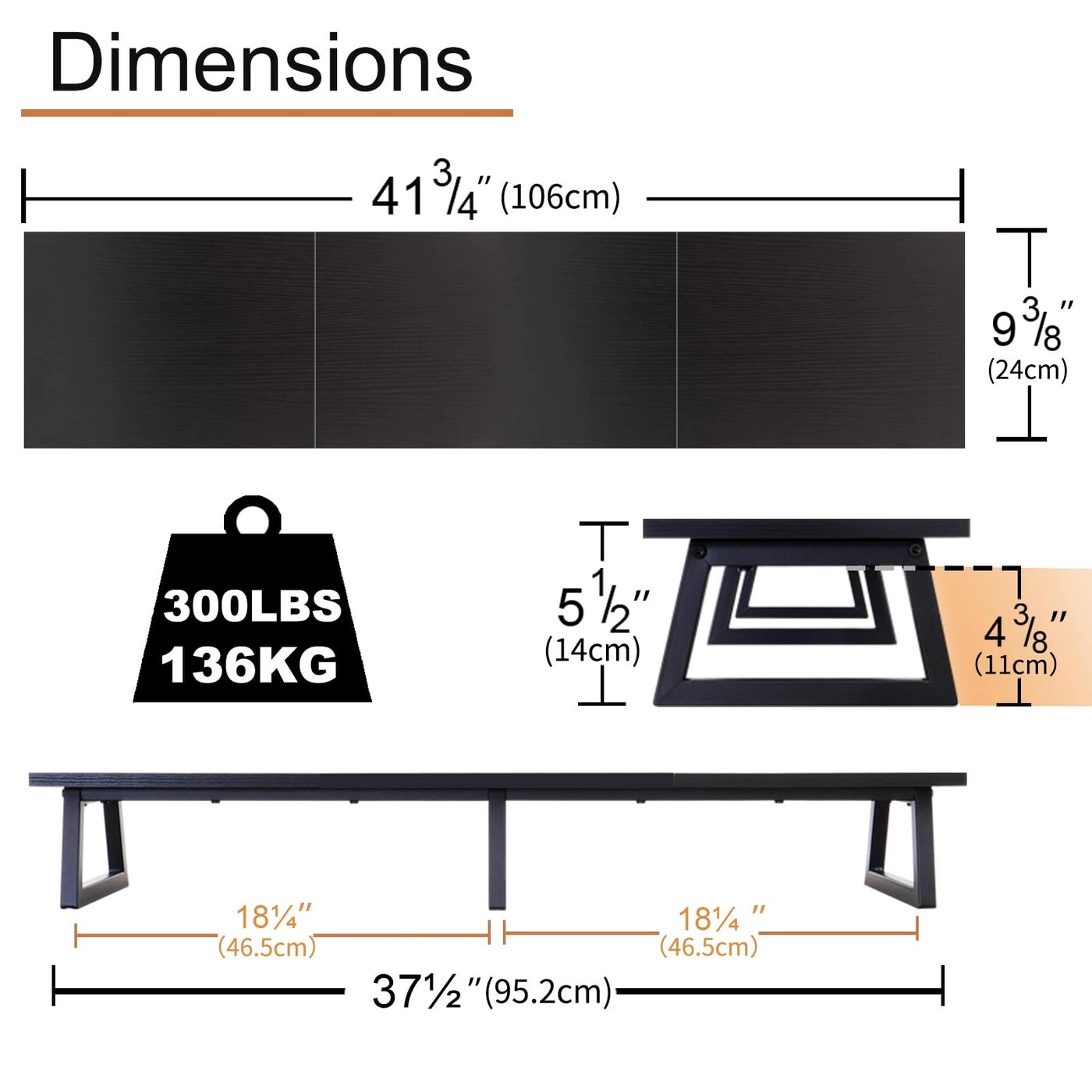 Dual Monitor Stand Riser - 2 Monitors 37 inch