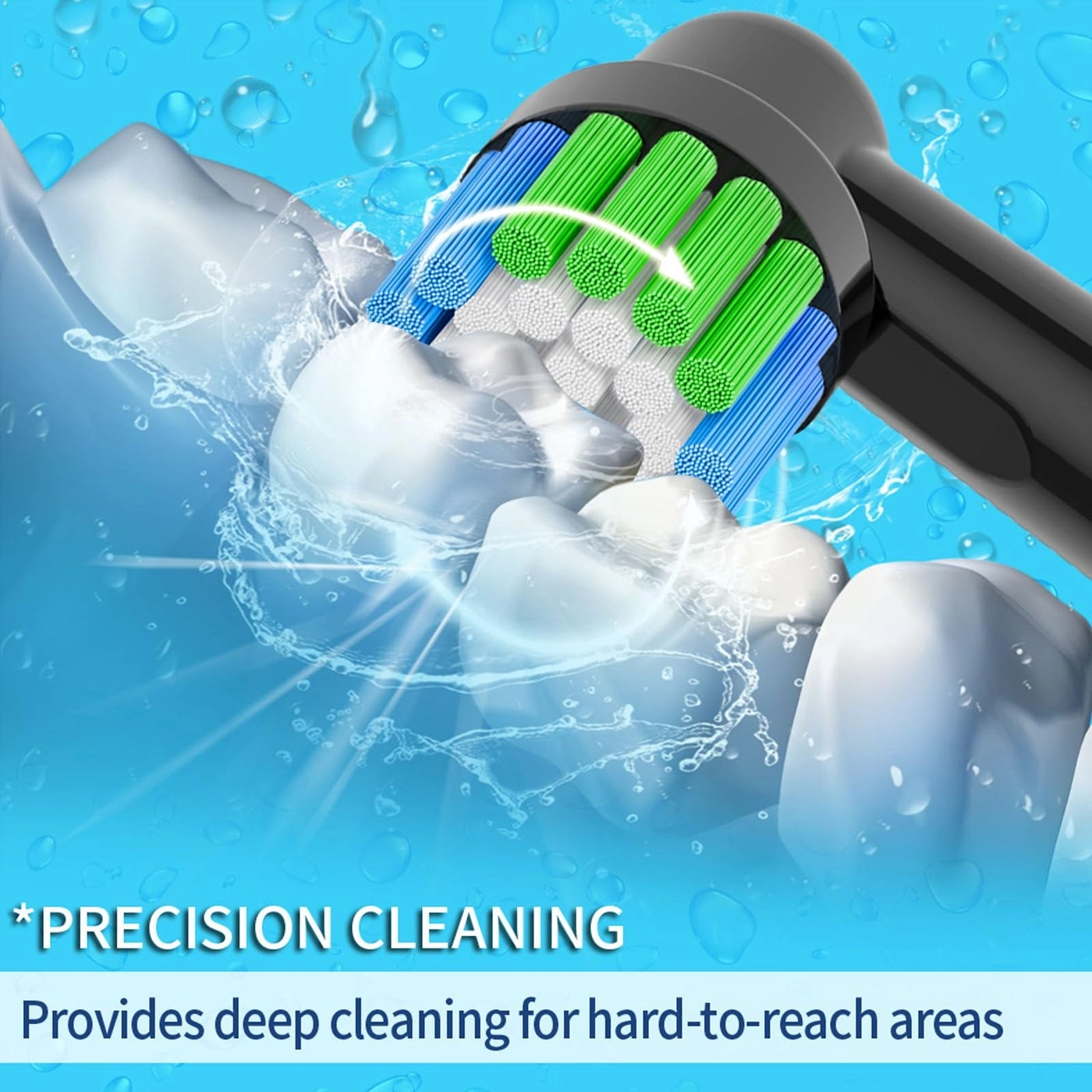 Replacement Heads Compatible with Electric Toothbrush - 8pcs 4 Precision Clean 4 Cross Clean Black