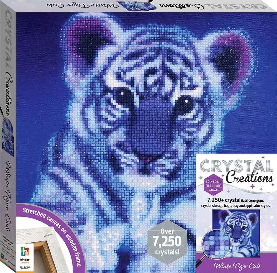 Hinkler Crystal Creations Canvas White Tiger Cub - Over 7,250 crystals Applicator stylus Tray