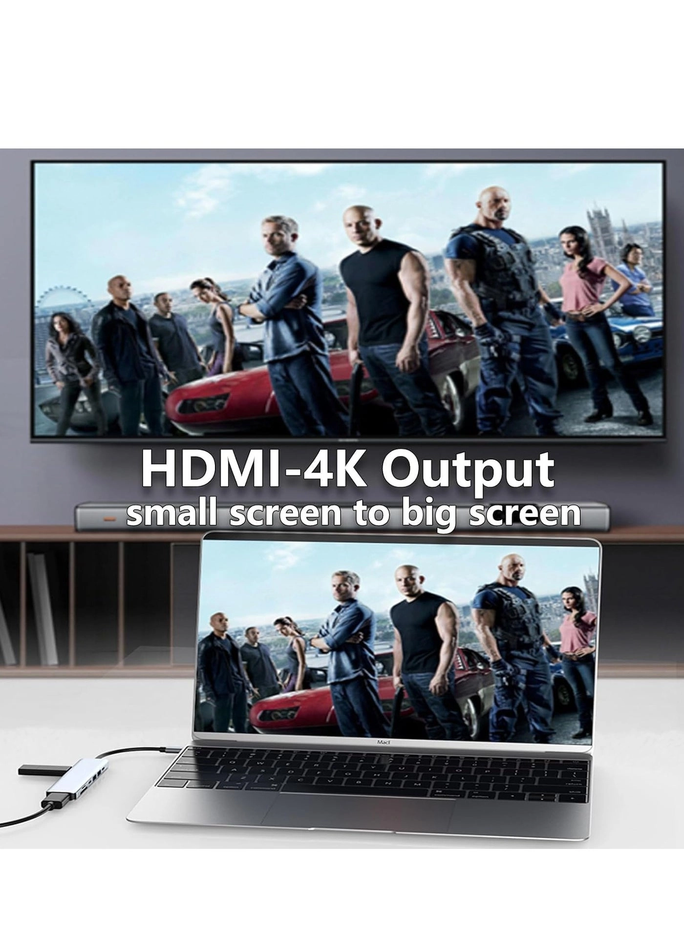 USB C Hub - 4K HDMI 100W PD SD/TF Card Reader