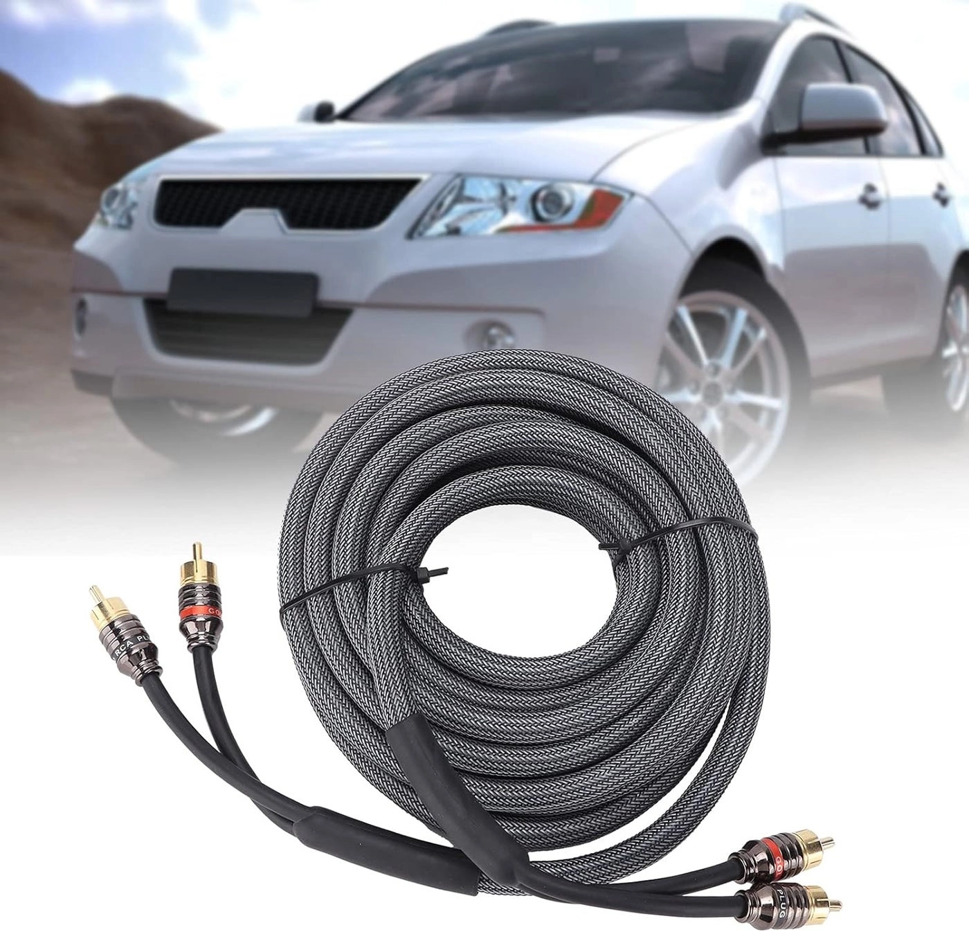 Car Audio Signal Cable - 4.5m/180in Black PVC