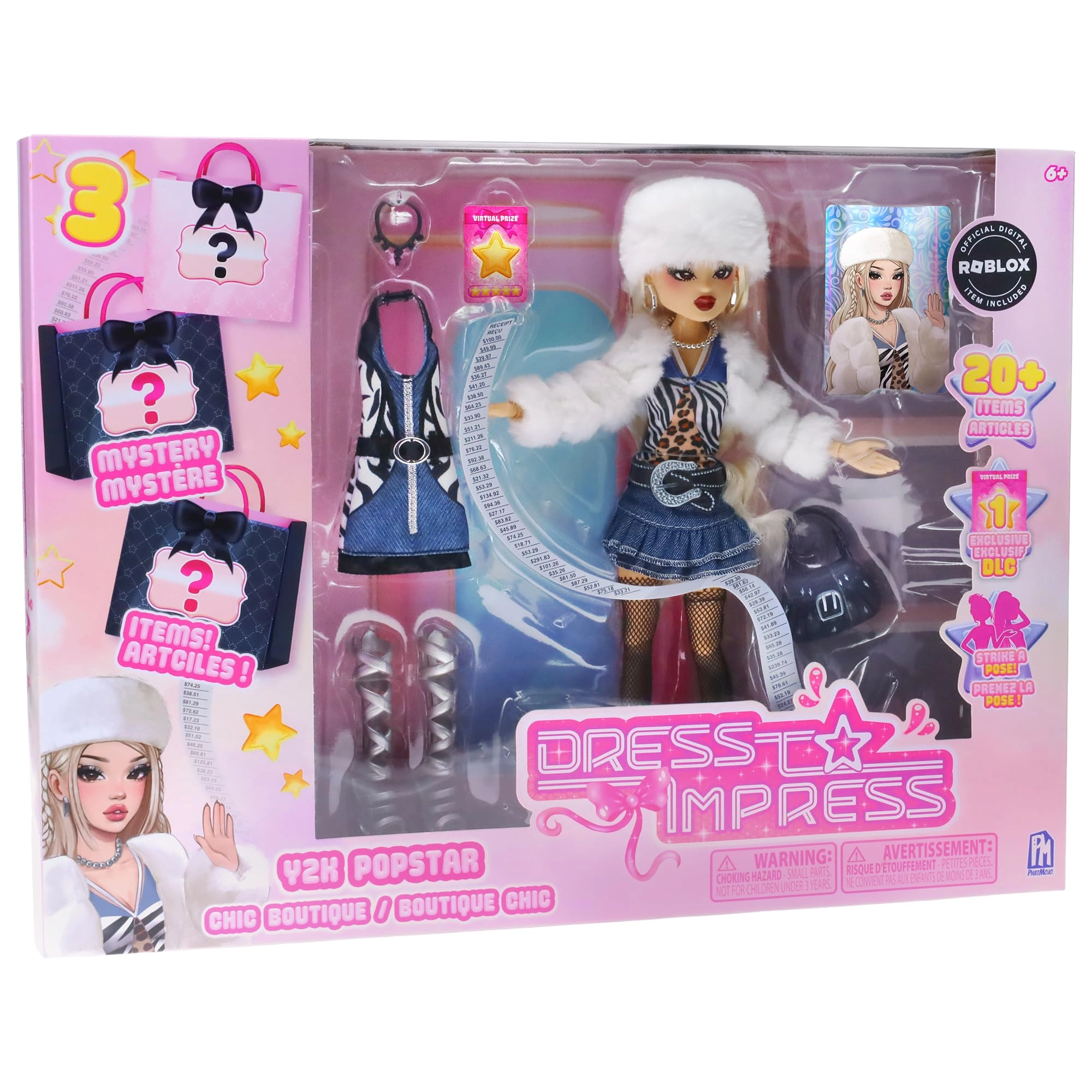 PHATMOJO Deluxe 3N1 Fashion Doll Playset - three complete outfits redeemable DLC code Ages 6+