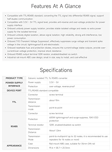 TTL TO RS485 (B) - screw terminal RS485 output terminal 15KV ESD protection