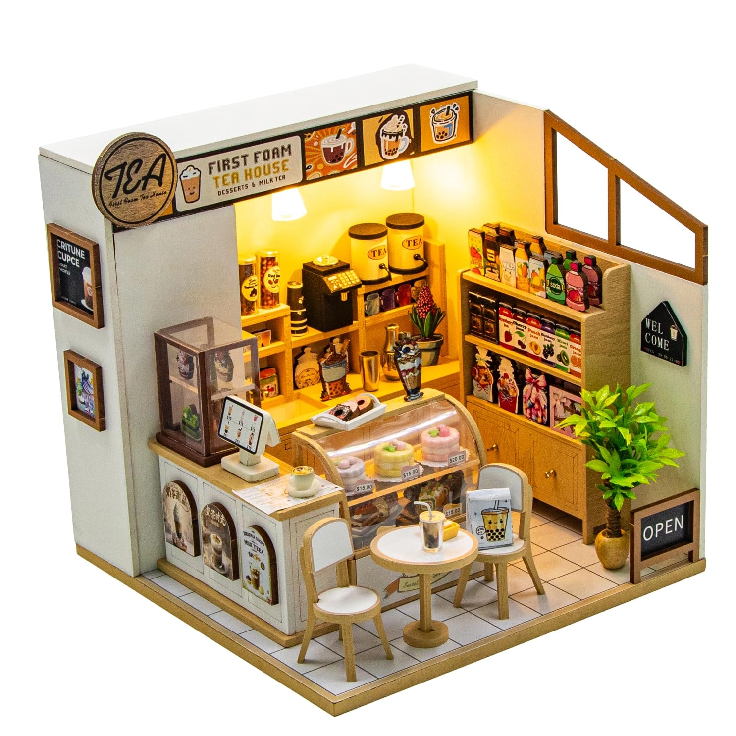 Miniature Wooden Dollhouse Building Kit - 3D Mini Coffee House
