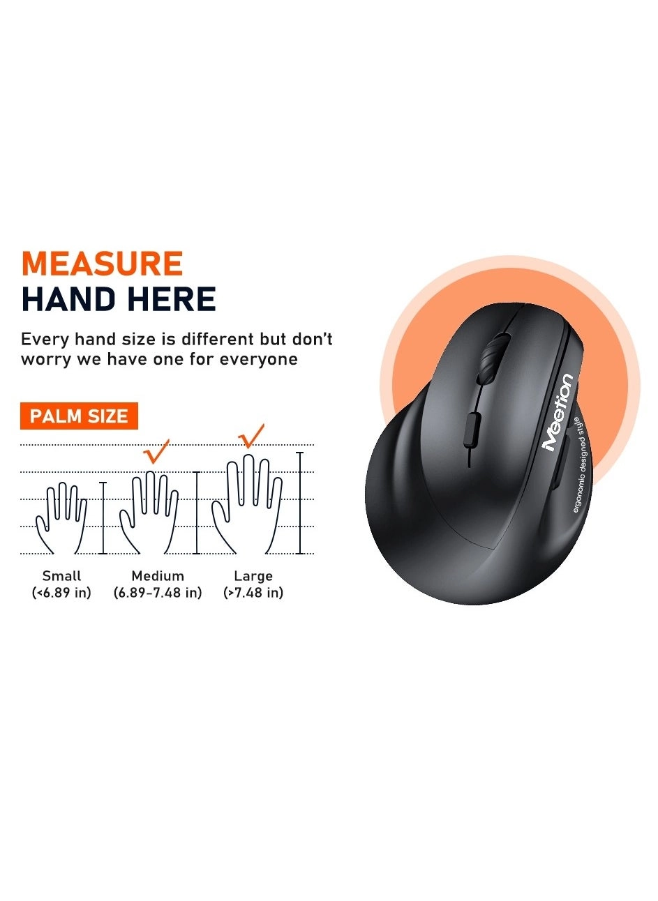 BTM010L Left-Handed Ergonomic Vertical Mouse - Wireless