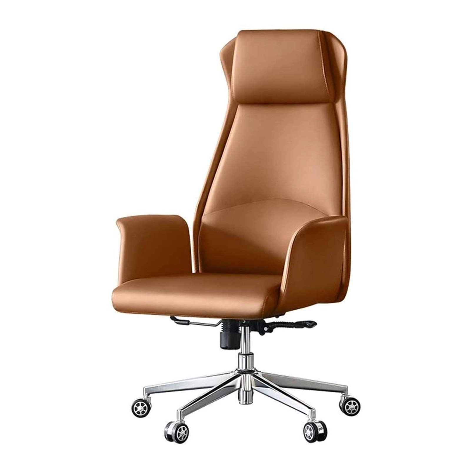 Desk Chair - PU Leather Brown High Back