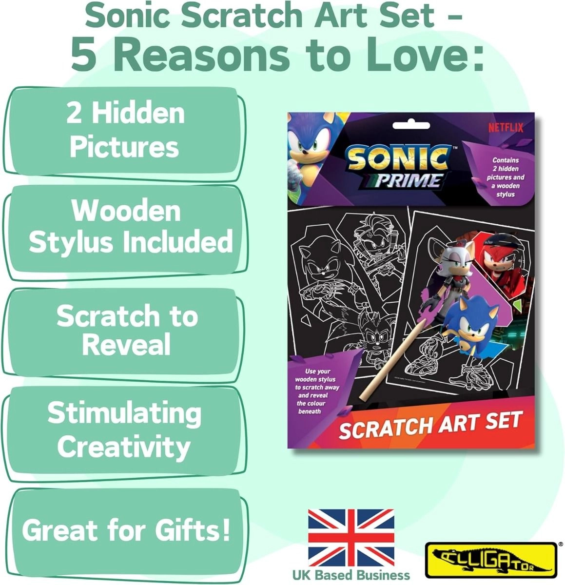 Sonic Scratch Art Set - 3+ years 2 pieces
