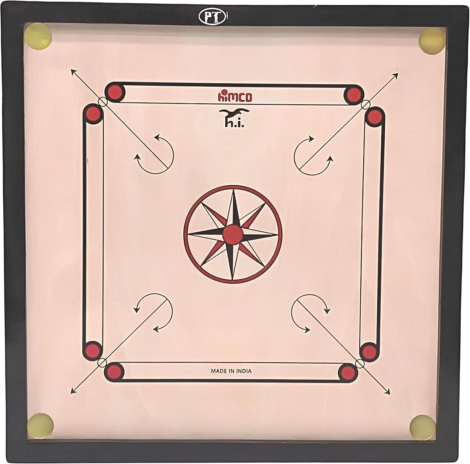 himco Carrom Board Set - Wooden Full-Size Coins & Striker