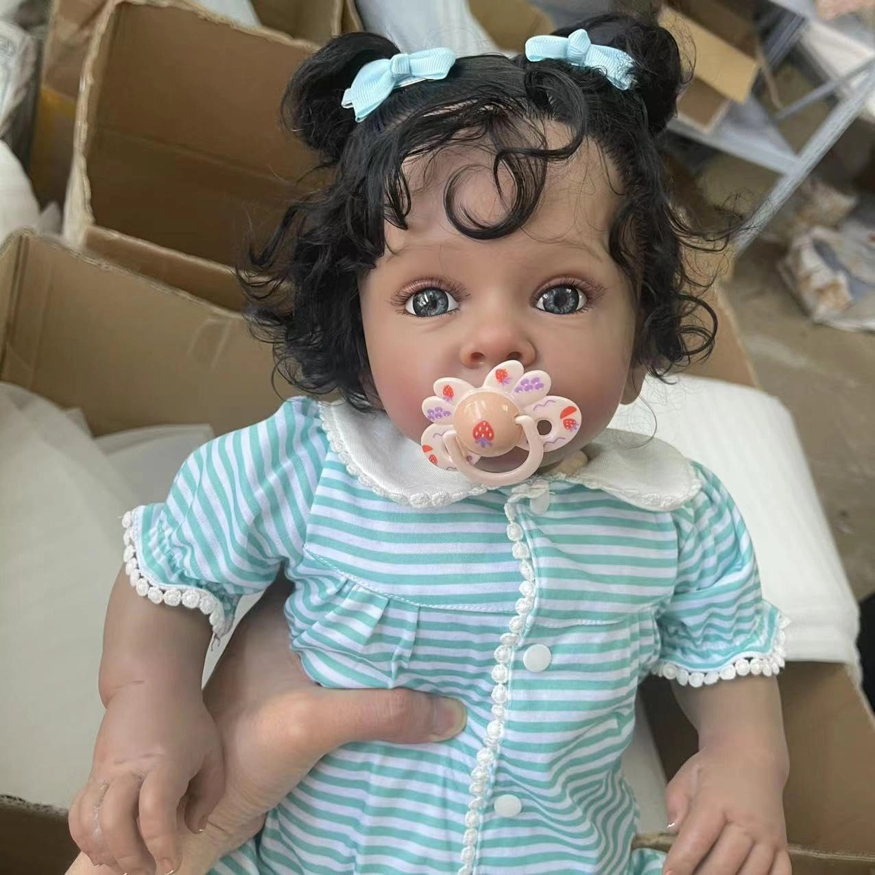 Reborn Baby Doll - 24 inch Silicone vinyl black hair Ages 3+