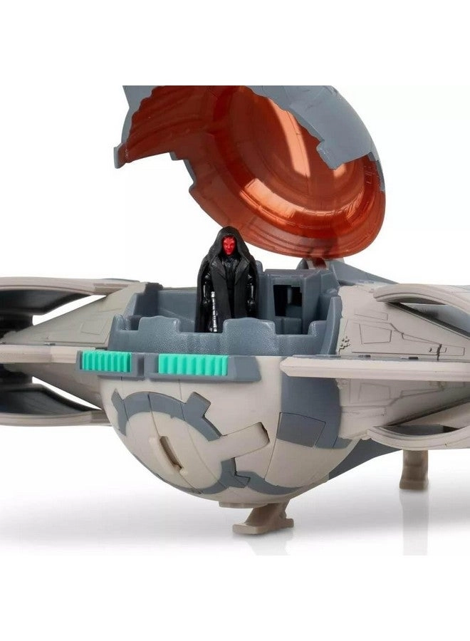 Micro Galaxy Squadron Sith Infiltrator - 10-Inch Vehicle + Speeder - 2.5-Inch with Stand + Micro Figure Accessories - Two 1-Inch
