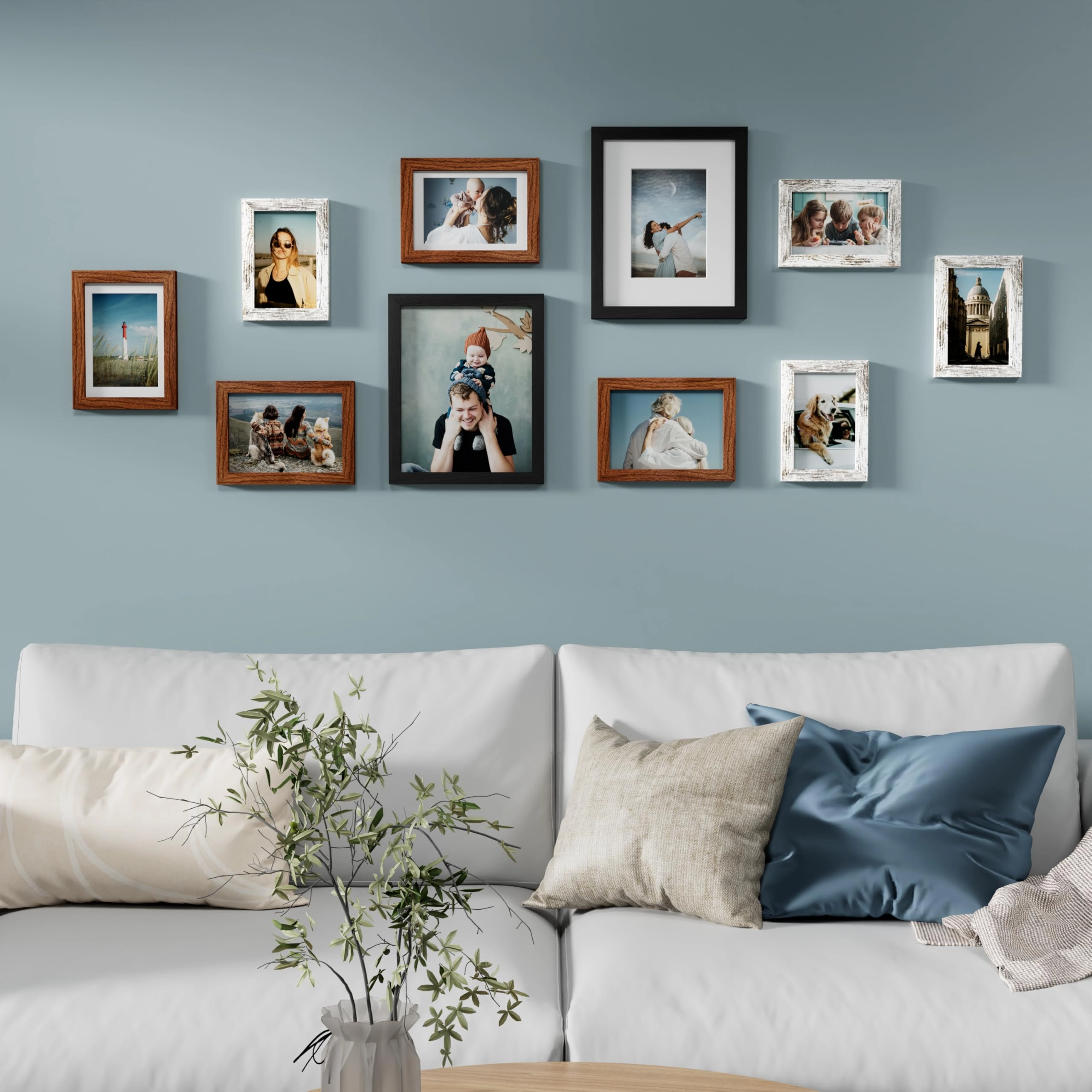 Picture Frames Set - 10 Pack Rustic Grey