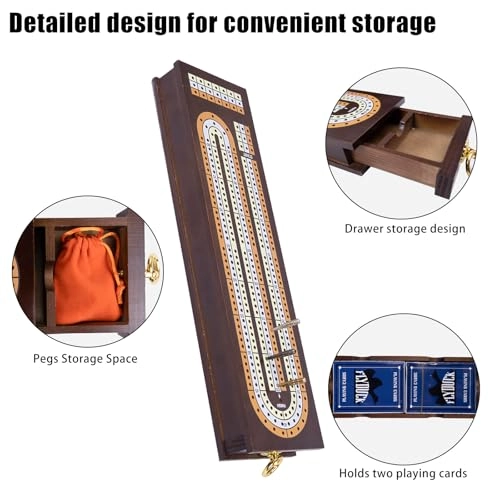 Cribbage Board - 3 Track Solid Wood 2 Decks