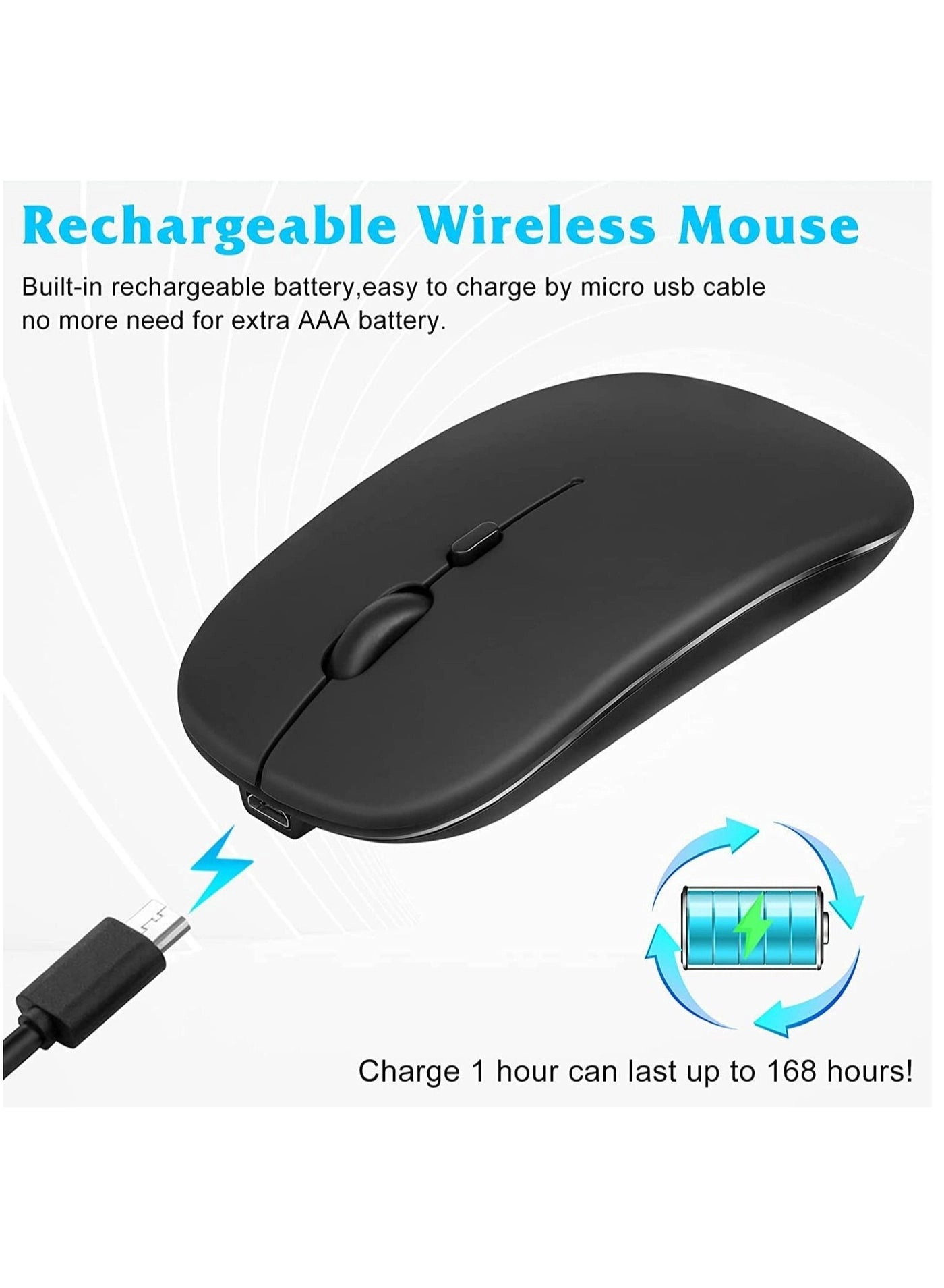Slim Wireless Mouse - 2.4G Bluetooth 5.1