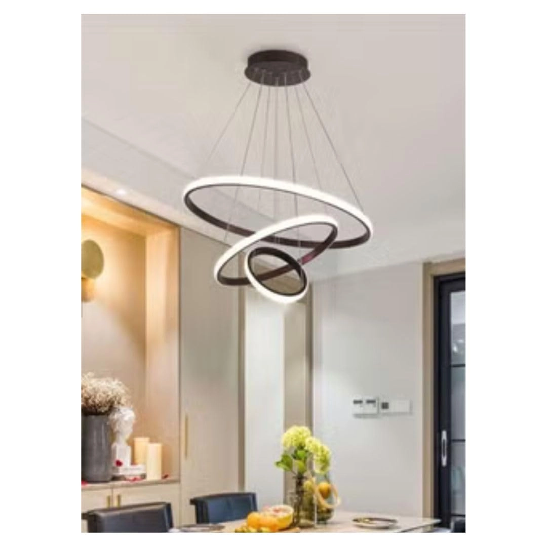 China LED Chandelier - 3-Ring Pendant Black and White