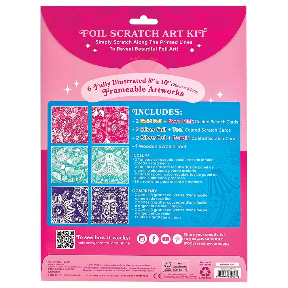 Scratch & Shine Foil Scratch Art Kit Glorious Garden- 6+ years