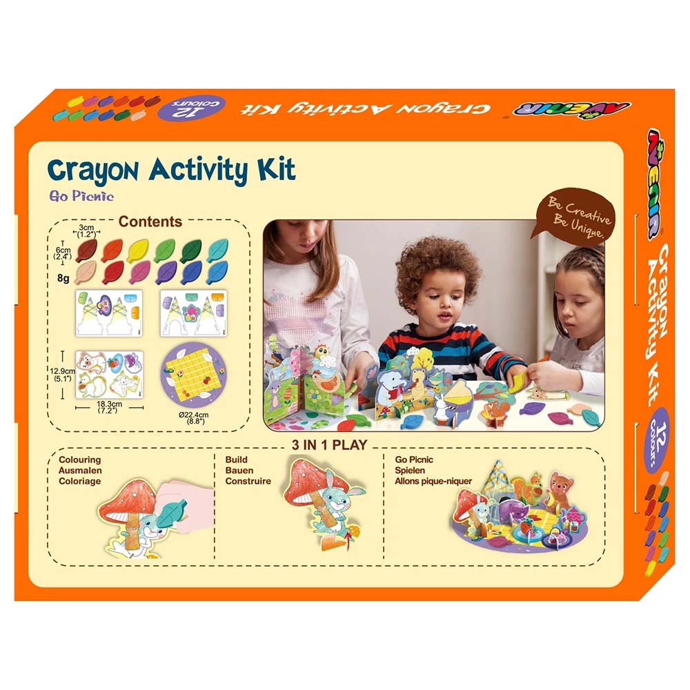 Crayon Activity Kit - 12x beeswax crayons 3D scene
